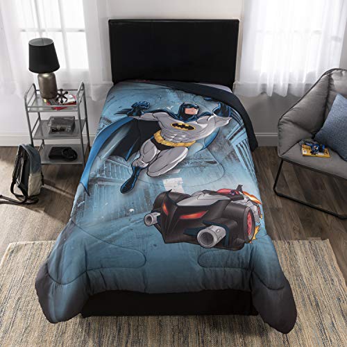 DC Comics Batman Soft Microfiber Comforter, Sheets and Plush Cuddle Pillow Bedding Set Twin Size 5 Piece Bundle Pack