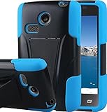 LG Sunrise Case, LG Lucky Case - Armatus Gear (TM) DUO SHIELD Hybrid Armor Case Phone Cover For NET10 LG Sunrise L15G and TRACFONE LG Lucky L16C - Blue / Black