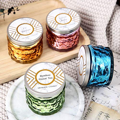 Reabeam Essential Oils Scent Smokeless Incense Scented Candles in Glass, Highly Scented & Long Lasting Aromatherapy Frosted Glass Jar Candles for Home (Golden,1)