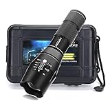 Alonefire led high powered tactical flashlight ultra bright handheld torch adjustable focus 5 modes G700 kit with rechargeable 18650 Battery flashlight keychain for home sports camping outdoors