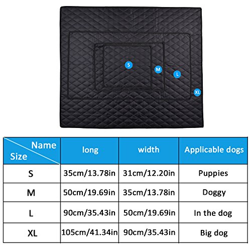 Pet Dog Multi-functional Mat Anti-slip Air Conditioner Pad Car Seat Cover Feeding Mat Floor Blanket for Various Sized Dogs Cats (Black L)