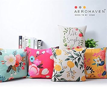 AEROHAVEN Cotton Decorative Throw Pillow/Cushion Covers (12 x 12 inch, Multicolour)