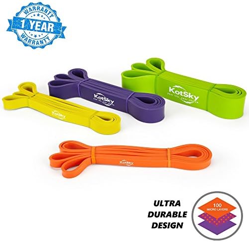 Exercise PullUp Bands - Exclusive Workout Stretch Band - SINGLE BAND has 1 of 4 Levels of Resistance for Man and Girls Heavy Duty Training. Ideal for Body Stretching, Powerlifting, Resistance Training
