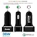 Quick Charge 3.0 Car Charger, Zenda Dual USB 36W Car Charger for iPhone X 8 7s 7 6 6S, iPad Pro Mini, Samsung Note 8 S8 S8 Plus S7 S6 Edge Plus, LG G6 G5 V20 V10, HTC 11 10, Google Nexus 5X 6P