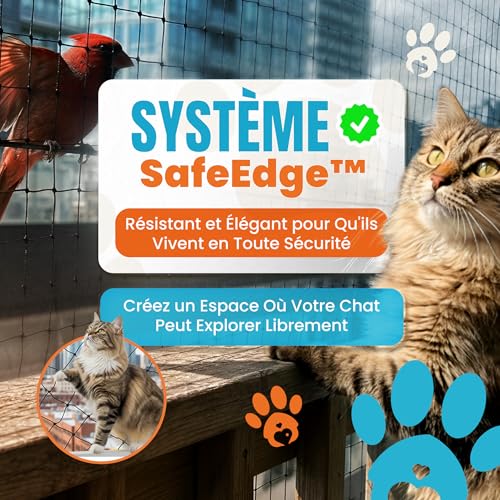 Petslovers Anti-UV Reinforced Stainless Steel Cat Balcony Net 8 x 3 m Black | Mounting Kit without Drilling, Includes 2 Toys, Cat Balcony Net, Cat Protection Net, Cat Window Netting, Nets