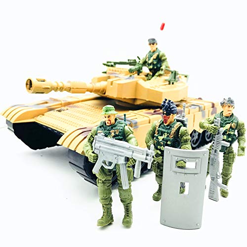 Fycooler Elite Desert Force Armored Military Tank Vehicle with 1/18 Scale Gunner Action Figure Soldier,2 Machine Guns,2 Utility Packs,2 Gunner Hatches for Kids Boys Indoor Outdoor Play Birthday Toys - Thumbnail 5
