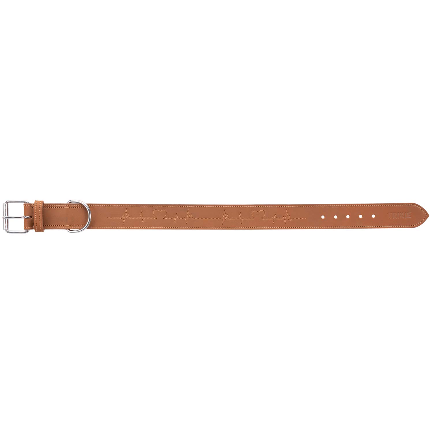 TRIXIE Rustic fatleather collar Heartbeat, L: 47-55 cm/40 mm, Brown, 0.186 kg