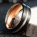 TUSEN JEWELRY 8mm Mens Promise Rings Tungsten Rose Gold Plated Wedding Bands Inlay Groove Brushed