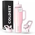 Coldest 40 oz Tumbler with Handle and Straw, 100% Spill Proof Tumbler with Straw (3 Lids), Stainless Steel Insulated Leakproof Tumblers for Women Men, Cup Holder Friendly, 46 oz (Forever Pink Glitter)