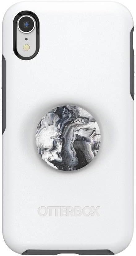 Otter + Pop for iPhone XR: OtterBox Symmetry Series Case with PopSockets Swappable PopTop - Polar Vortex and Ghost Marble