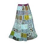 Women's Maxi Skirt Multi Patchwork Hippie Chic Rayon Long Skirt S