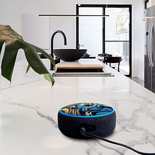 Blue Oragne Psychadelic Oil Slick - Vinyl Decal Skin Compatible with Amazon Echo Dot 3rd Generation Alexa - Decorations for Your Smart Home Speakers, Great Gift for mom, dad, Birthday, Kids