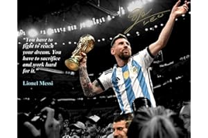 SLSWHLX Ikonic Fotohaus Lionel Messi Motivational Quote Mindset for Success Fight to Reach your Dream World Cup Soccer Superstar Photo Autograph Print Poster Wall Art Home Decor