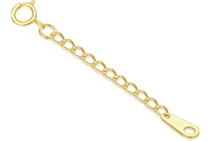 DUGISOWE 10k Real Gold 1"/1.5"/2"/3"/4" Necklace Extender Chain, Durable Strong Removable Gold Chain Extender, 10k Gold Adjus