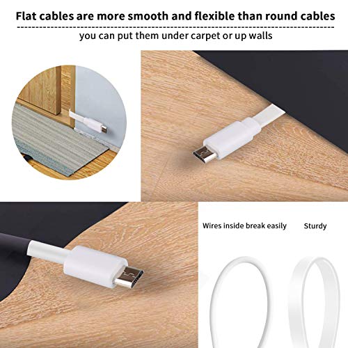 2 Pack 10FT Power Extension Cable Compatible with WyzeCam, WyzeCam Pan,WYZE Cam OG, KasaCam Indoor, NestCam Indoor, Blink,Cloud Cam, USB to Micro USB Durable Charging and Data Sync Cord(White)