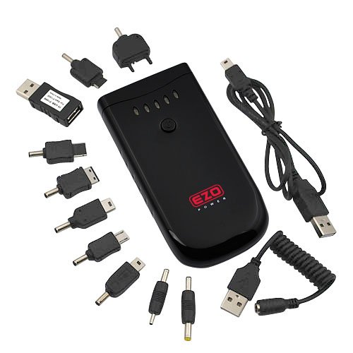 EZOPower Black 2-Port Ultra High-capacity Portable External Rechargable Backup Battey Pack -7800mAh (2A/1A) for Compatible Models