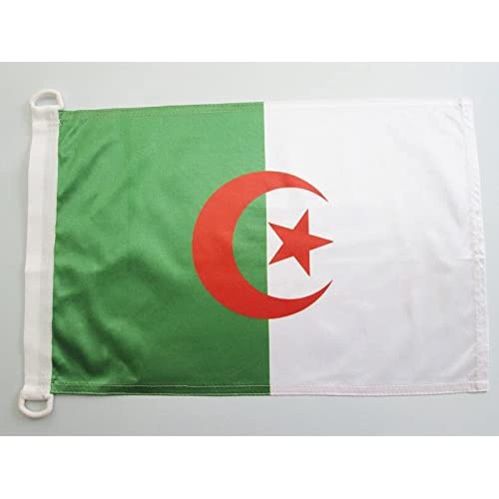 AZ FLAG - Algeria Nautical Flag - 18'' x 12'' - For Outdoor and Boat - Algerian Banner Knitted Polyester with Two Plastic Rings - Vivid Colors - 12x18 in - 45x30 Cm — image 1