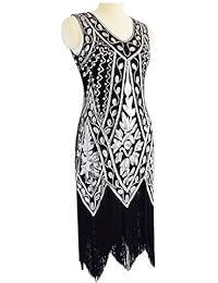 Miuco vestido de noche Gatsby con lentejuelas y flecos, para mujer de los años 20