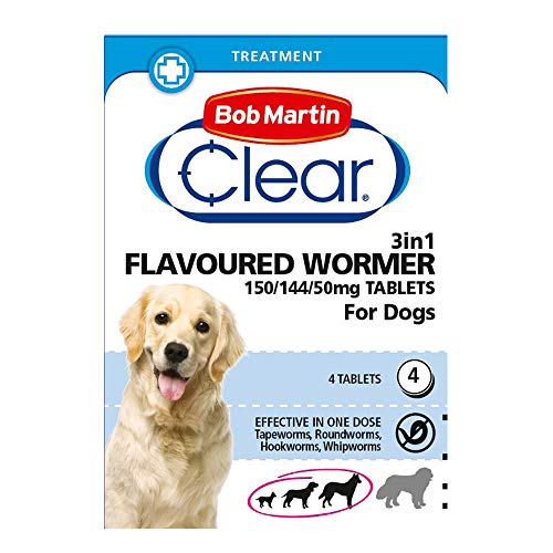 Bob Martin Clear 3-in-1 Wormer Tablets for Dogs (4 Tablets)