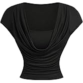 Verdusa Women's Drape Front Cinched Waist Tops Ruched Cropped T Shirts Trendy Clothes