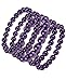 Women's Stackable 5 Piece Set Simulated Pearl Stretch Bracelet, Purple