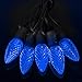 Pack of 25 LED C9 Blue Replacement Christmas Light Bulbs for Light Strand, Commercial Grade Dimmable Holiday Bulbs, 5 Diode (LED's) in Each Bulbs, Fits in E17 Sockets