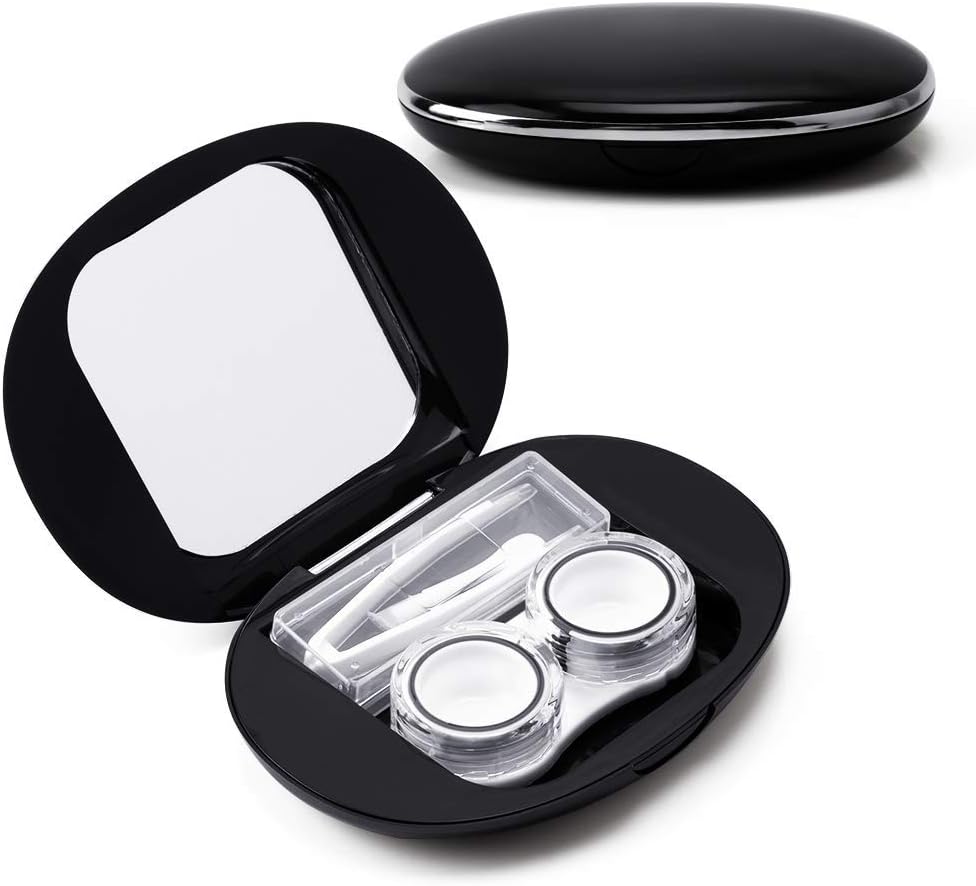Contact Lens Box Crown Cute Contact Lens Travel Case Contact Lens Case Container Holder Storage Box Portable Contact Lens Travel Kits Cute Mini (Black)