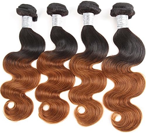 XYHair Brazilian Virgin Ombre body wave Hair 4 Bundles Grade 7A 100% Unprocessed Human Hair Weave Extensions two Tone #1b/30 Color total 268g(20-20-20-20, #1B/30)