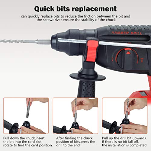 Cordless Rotary Hammer Drill, King Showden 21V Brushless Rechargerable