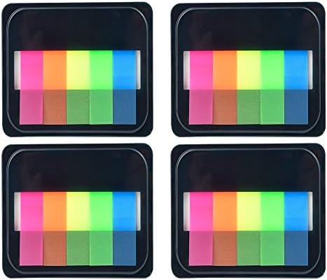 Megrocle Pop-up Index Tabs Flags Neon Page Marker Colored Index Tabs Flags Neon Index Tabs Flags Sticky Note for Page Marker with Box, 400 Pieces 4 Sheets