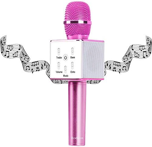 Wireless Karaoke Microphone, Rodzon Portable 3-in-1 Handled Multi-function Bluetooth Microphone and Built-in Speaker for Cellphone, PC and Smart Devices (P)