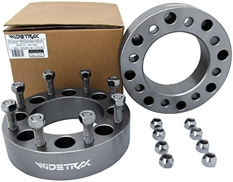 WIDETRAX 2pc 2" 8x165.1 8x6.5 to 8x180 Wheel Adapters Bolt Conversion Kit 14x1.5 Studs Lug Nuts Included Titanium Finish 6061 T6 Billet Aluminum for (1 Pair) 50mm by Rugged TUFF