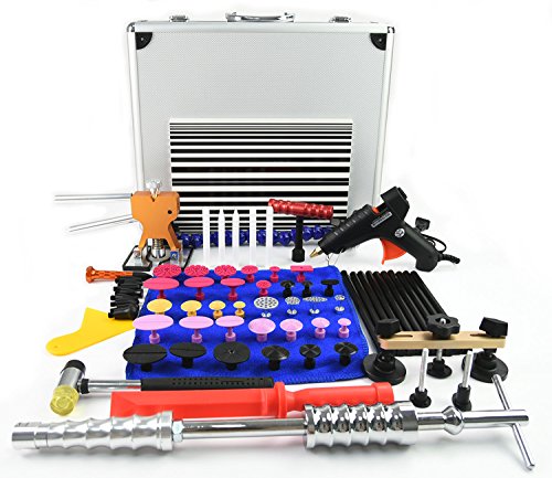 Click Here to See More Images Furuix 61pcs Paintless Dent Repair Tools Dent Repair Kit Glue Puller Kit with Line Board Slide Hammer Pulling Tabs Glue Gun Dent Lifte Tap Down Tool Box