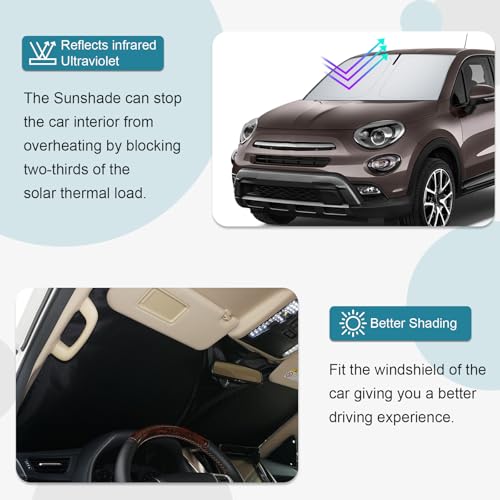 [Upgrade] CDEFG Compatible with Fiat 500X 2015-2025 Sunshade Covers Windshield Parasol Front Windshield Car Sunshade Accessories