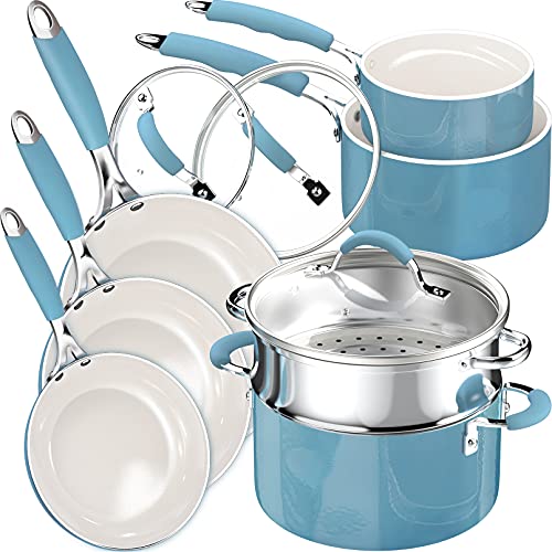 Induction Pots and Pans Set, Cookware Set with Silicone Grip, NonStick