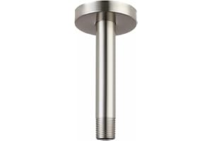 Voolan Shower Arm with Flange, Ceiling Mounted Fixed Shower Pipe, Bathroom Straight Rain Shower Replacement Arm, Universal Connection 1/2 NPT (6 Inch, Brushed Nickel)