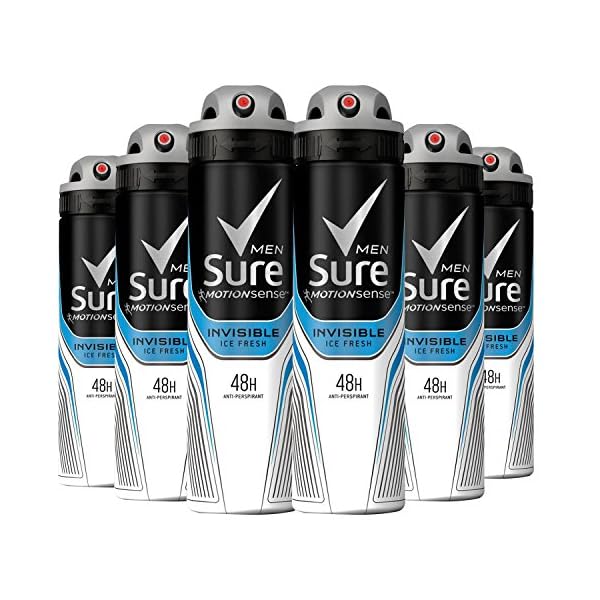 6 x Sure Men Invisible Ice Aerosol Anti-Perspirant Deodorant 250ml **Despatched within Double Wall Box**