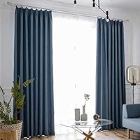 Leadtimes Linen Navy Blue Blackout Curtains 96 Inch Length Solid Thermal Insulated Room Darkening Grommet Window Treatment (Navy Blue, 100" W x 96" L)