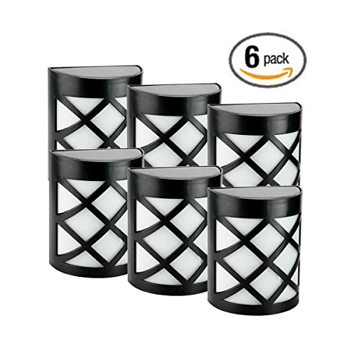 RedSun 6 Pack Retro 6 LED Solar Powered Outdoor Path Light Yard Fence Gutter Garden Wall Lamp