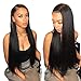 Peruvian Lace Front Human Hair Wigs For Black Women Virgin Hair Straight Wig With Baby Hair Natural Hairline Full End Black Color On Sale 18Inch