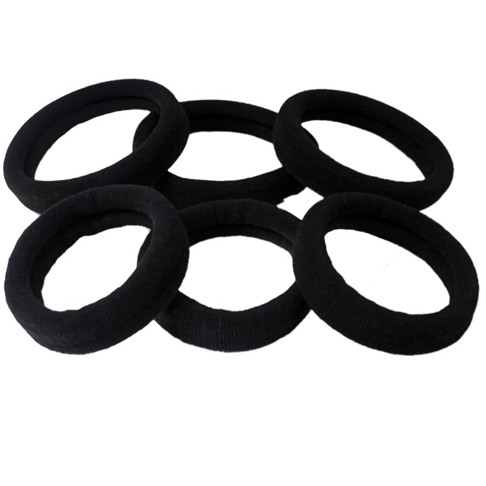 iLoveCos Seamless Hair Bands,10PCS Black Hair Bobbles Elastic Hairbands Seamless Hair Bands Fabric Ponytail Holder Tie Bands for Thick Hair Hair Accessories for Women Girls