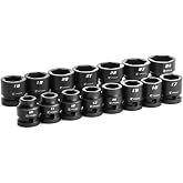 Capri Tools 1/2 in. Drive Stubby Impact Socket Set, Metric, 10 to 24 mm, 15-Piece