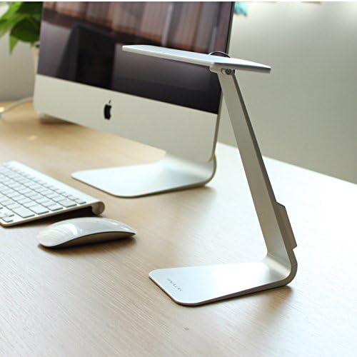 VANSUKYLED chargeable Table Lamp（800mA）, Touch Control 3-Level Dimmable Adjustable Home Office LED ABS Base + Shade Reading Desk Lamp USB Charge Table Lights,Elegant design for home and office decoration, 5mm thin.(Silver)