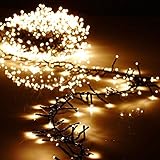 Christmas Cluster Lights Battery Operated 15 Foot Garland with 120 Warm White Lights on Green Wire with Remote Control - Raz Exclusive Twinkle Function
