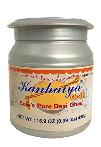 Cow's Pure Desi Ghee-Clarified Butter-15.9 oz, 100% Natural, Ayurvedic Preparation, Diet Food for Yoga Enthusiast