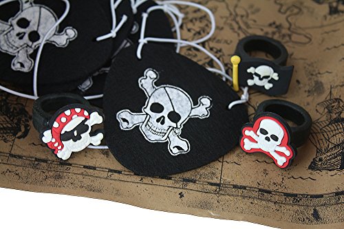 WellPackBox Pirate Birthday Party Supplies Wood Treasure Chest, Hats, Eye Patches, Rings and Treasure Map (Wood Chest) - Thumbnail 5