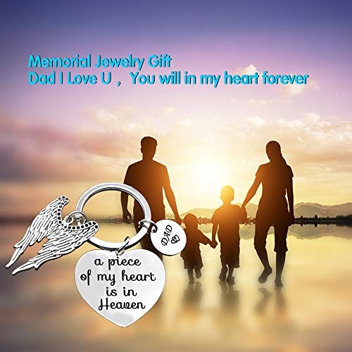 Memorial Jewelry Gift A Piece of My Heart is in Heaven Keychain Angel Wing Dad Memorial Keychain Keyring Gift Sympathy Jewelry