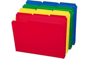 Smead File Folder, Poly Plastic, 1/3-Cut- Tab Letter Size File Folders, Assorted Primaty Colors, 48 Count (10505)