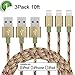 Xcords(TM) 3Pack 10Ft Nylon Braided 8 Pin Lightning to USB Cable Data Syncing Cord Compatible with iPhone 7/ 7 Plus/6/ 6 Plus/ 6s/ 6s Plus /5/5s/5c/SE/iPad/iPod/Beats Pill+(Camouflage)