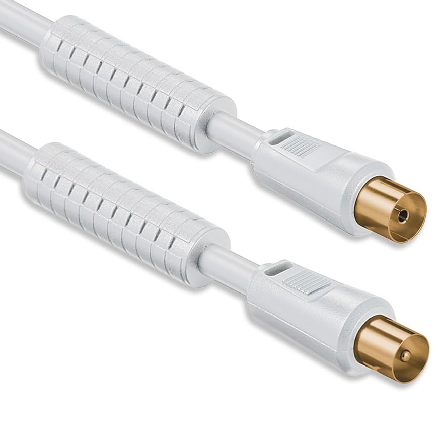1aTTack Coaxial Connection Cable Antenna Cable Sat Cable F-Connector Coaxial Male to Coaxial Female Double-Shielded / Triple Shielded / Quadruple Shielded / 75 db / 85 db / 100 db / 110 db / 120 db / 125 db Koax weiß St-Ku mit FE gold 85db 10 metres